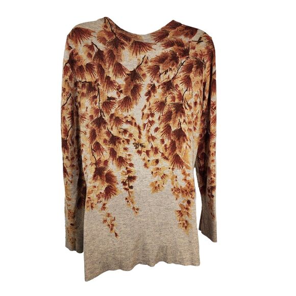 Coldwater Creek Cardigan Sweater Medium Wool Cashmere Rabbit Blend Button Floral - Picture 2 of 9